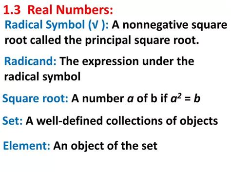 PPT - 1.3 Real Numbers: PowerPoint Presentation, free download - ID:2088688