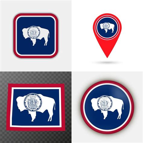 Set of Wyoming state flag. Vector illustration. 15260642 Vector Art at Vecteezy