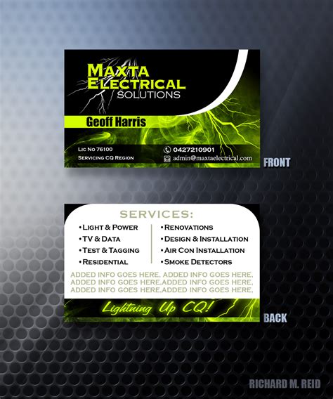 Business Business Card Design for Maxta Electrical Solutions by Vivid Concepts | Design #2067576