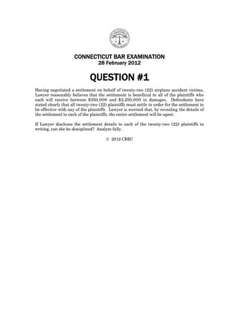 Bar Exam Sample Question from February 2012 Exam