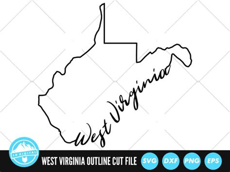 West Virginia Outline with Text SVG Files West Virginia Cut | Etsy