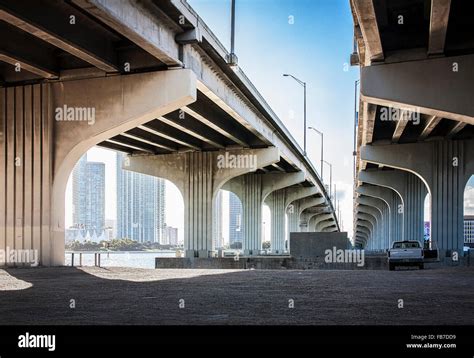 Underneath view of highway bridges Stock Photo - Alamy