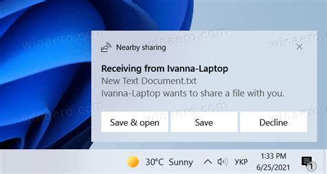 Share Files Wirelessly in Windows 10 using Nearby Sharing