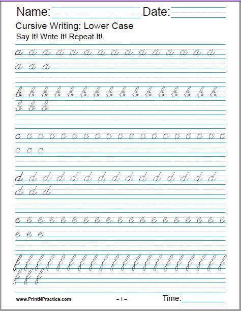 free cursive alphabet worksheets printable k5 learning - cursive letter ...