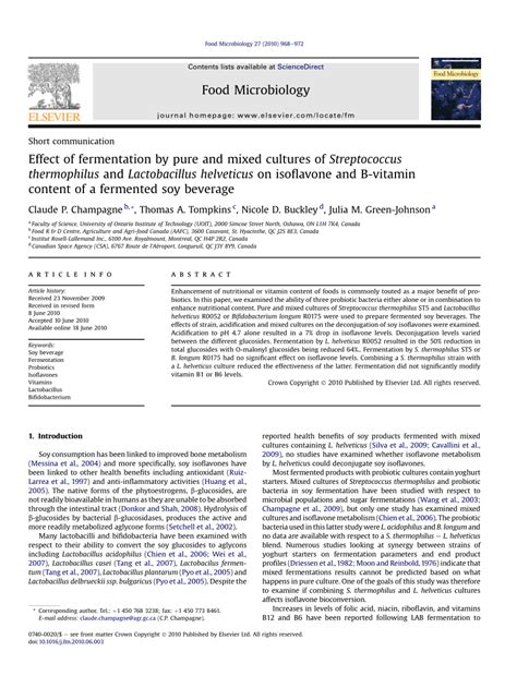 (PDF) Effect of fermentation by pure and mixed cultures of ...