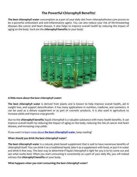 The Powerful Chlorophyll Benefits! by Chlorophyll Water - Issuu