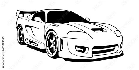 Outline drawing of fast Cartoon racing car concept, car coloring page ...