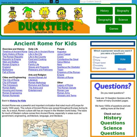 Ducksters: Ancient Rome for Kids | Pearltrees