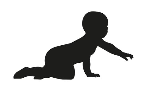 Premium Vector | Silhouette of a baby in a pose that crawls white background baby black