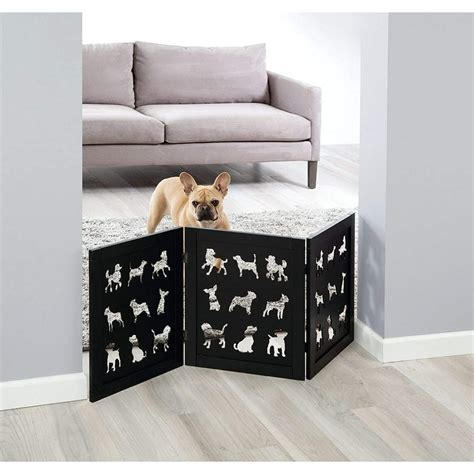 47” Freestanding Pet Gate - Wood Dog Silhouette Dog Gates - Indoor Dog ...