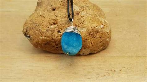 Empowered Crystals :: Raw blue quartz pendant