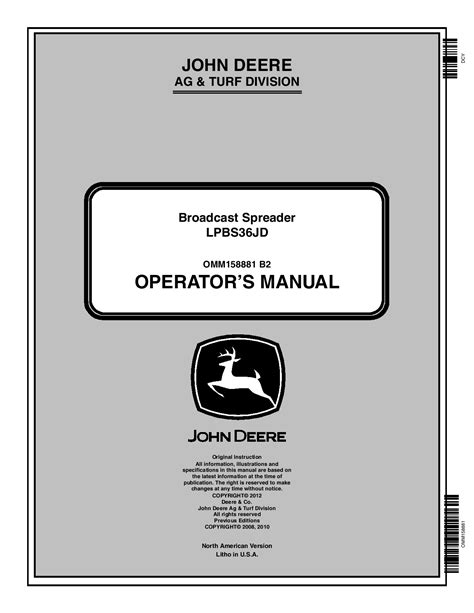 John Deere LPBS36JD Broadcast Spreader OMM158881 Operation and Maintenance manual PDF Download ...