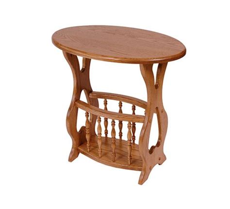 Solid Oak Magazine Rack End Table Oval Top