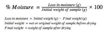 Formula for finding the moisture in flour.