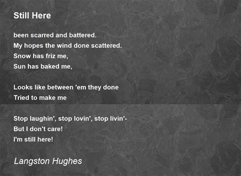 Still Here Poem by Langston Hughes - Poem Hunter