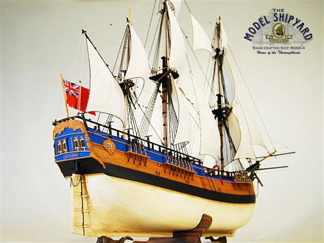 HMS Endeavour Wooden Scale Model Ship Stern View | The Model Shipyard