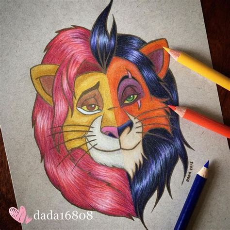 Simba vs. Scar (Drawing by Dada16808 @Instagram) #TheLionKing Cute Disney Drawings, Easy ...