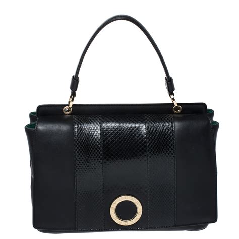 Bvlgari Black Leather and Python Top Handle Bag Bvlgari | The Luxury Closet