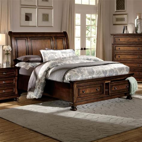 Homelegance Cumberland Medium Brown King Sleigh Bed with Storage at Lowes.com