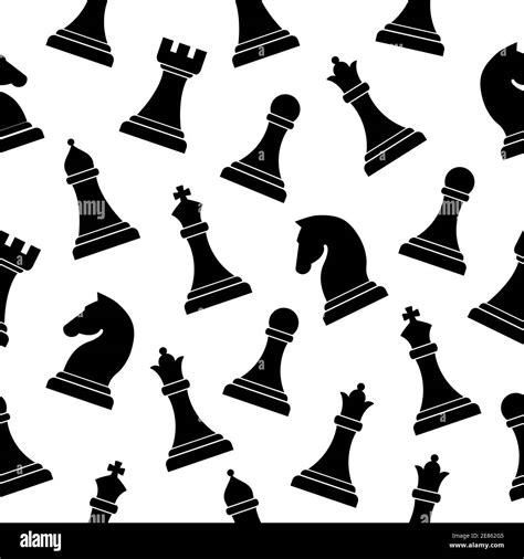 Seamless chess pattern vector background. Board smart game concept. Black figures vector ...