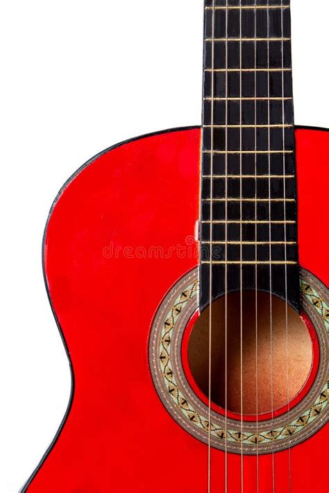 Red acoustic guitar. stock image. Image of close, wood - 270780257