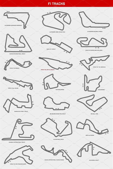 Formula 1 Circuits Vector Set | Formula 1, Circuit, Presents for boyfriend