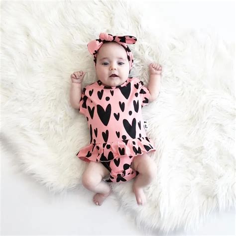 Newborn Baby Girl Bodysuit Cute Baby Clothes Heart printing Short ...