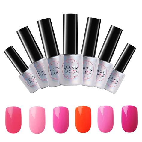 Lucky Color Magenta Red Gel Nail Polish High Quality Long lasting Soak Off UV Manicure Beauty ...