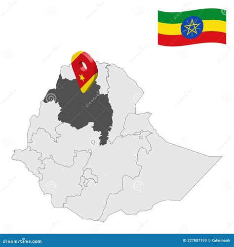 Location Amhara Region on Map Ethiopia. 3d Location Sign Similar To the Flag of Amhara Stock ...