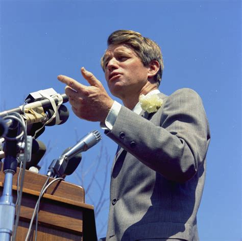 SWPC-RFK-C007-008. Senator Robert F. Kennedy Delivers a Speech while Campaigning on the Campus ...