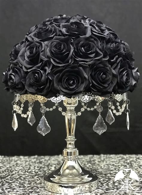 BLACK ROSE ARRANGEMENT. Wedding Centerpiece Arrangement. Black - Etsy