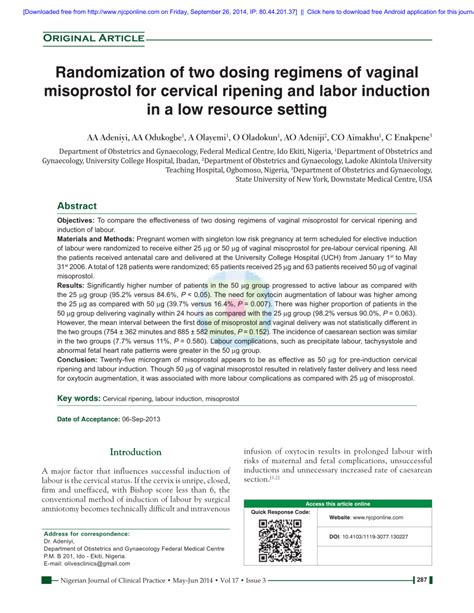 (PDF) Randomization of two dosing regimens of vaginal misoprostol for cervical ripening and ...