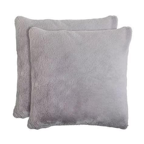 Gray Faux Fur Pillows 2-piece Set