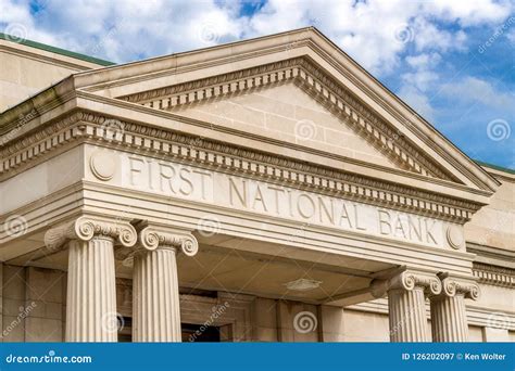 First National Bank Exterior and Logo Lettering Editorial Photography - Image of banking, coin ...