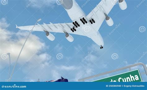 Tristan Da Cunha, Approach of the Aircraft To Land Stock Footage ...