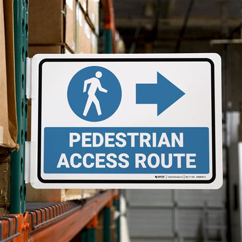 Pedestrian Access Route with Icon Arrow Right Landscape - Double-Sided Cone Signs