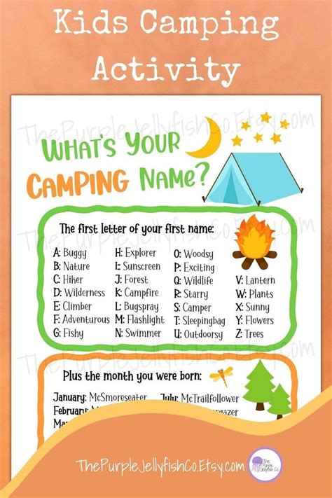 What's Your Camping Name, Camping Game Printable, Name Generator, Camping Name Sign & Name Tags ...