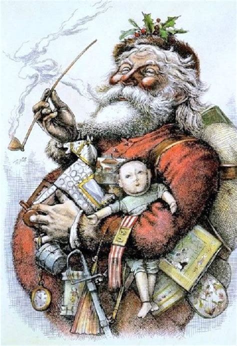 Thomas Nast Merry Old Santa 1880 Christmas art canvas art | Etsy