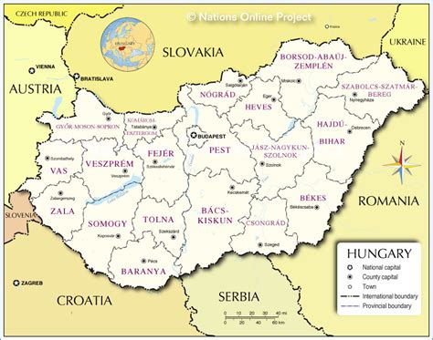 Administrative Map of Hungary - Nations Online Project