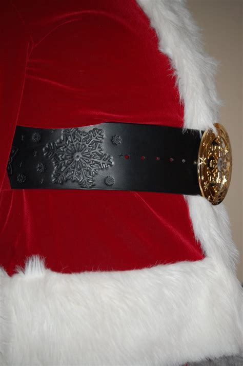 4 Black Leather Santa Belt with Snowflakes | Etsy