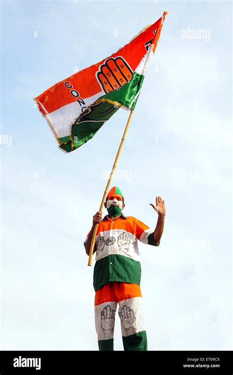 Indian flag of India painted on face and Congress party flag India MR ...