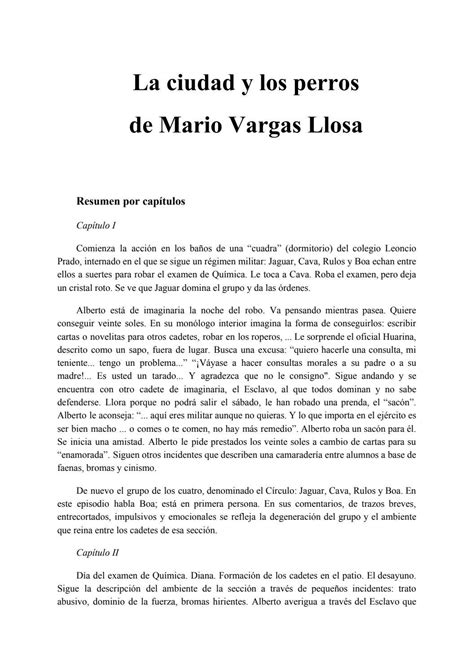 Percibir Fusión partes resumen la ciudad y los perros por capitulos Alboroto vegetariano Brillar