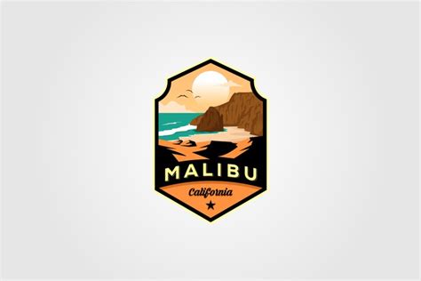 malibu california beach logo vector illustration design