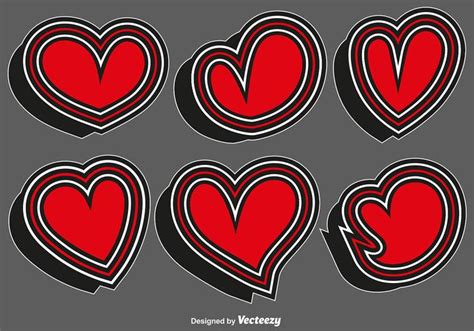 Collection Of Heart Stickers - Vector 134108 Vector Art at Vecteezy