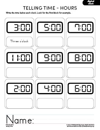 Telling Time Worksheet #9 | PrimaryLearning.org