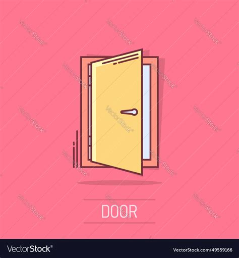 Cartoon door icon in comic style exit sign Vector Image