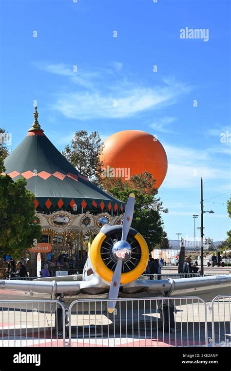 IRVINE, CALIFORNIA - 04 NOV 2022: The Balloon Ride, Carousel and Vintage Airplane at the Orange ...