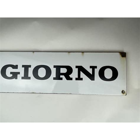 Vintage Italian Black & White Enamel Il Giorno Newspaper Sign, 1950s | Chairish