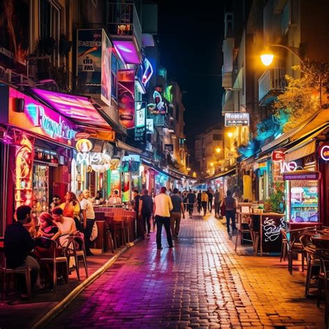 Premium AI Image | Vibrant Nightlife in Tel Aviv Neon Lights Music and ...