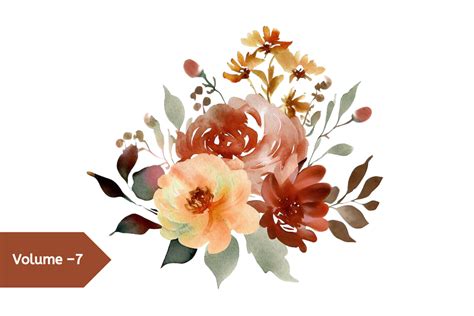 Watercolor Fall Flowers Clipart Vol–7 Graphic by Design Store ...